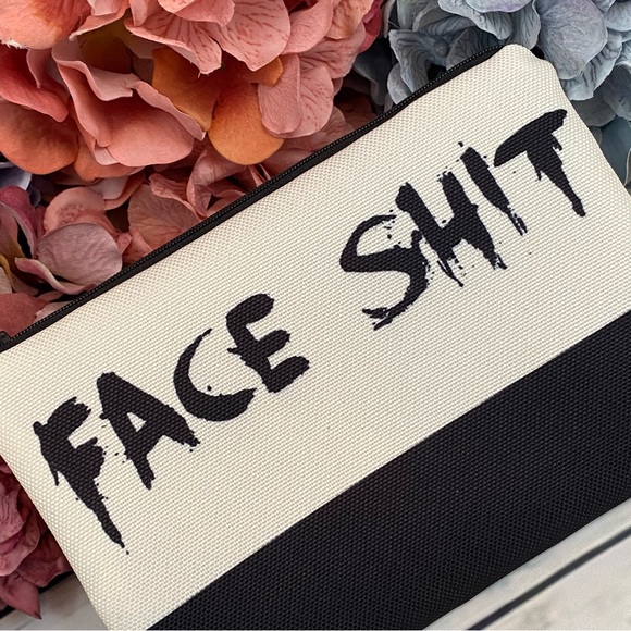 Face Shit Cosmetics Bag Toiletry Organizer Clutch - Picture 5 of 10